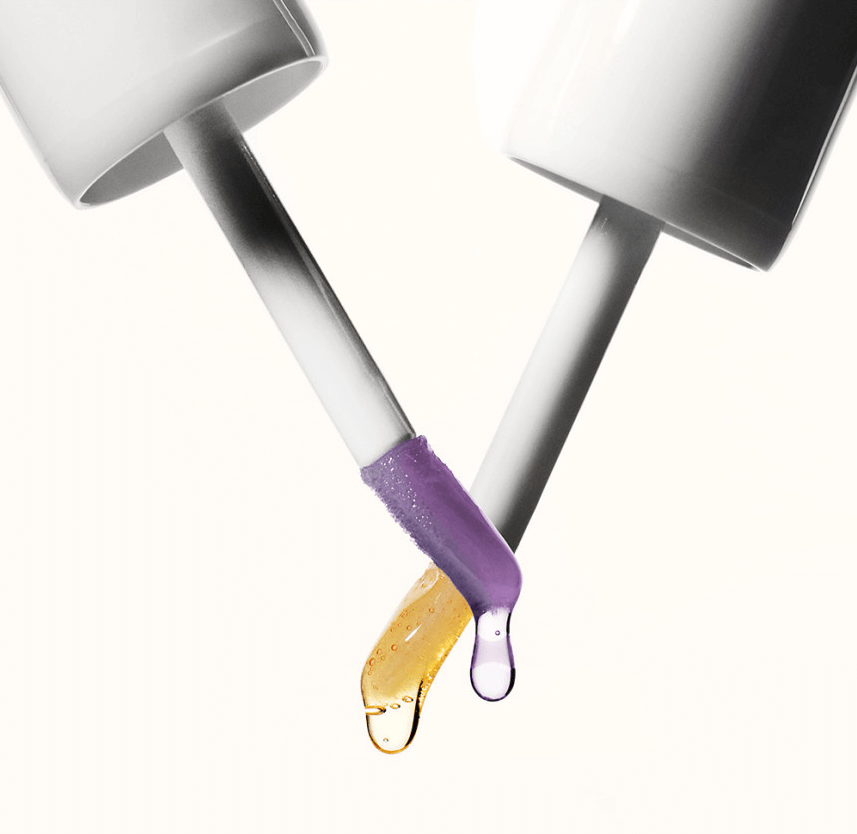 Laka soothing vegan lip oil in calming purple and golden hues, highlighting moisturizing formulas for dry lips.