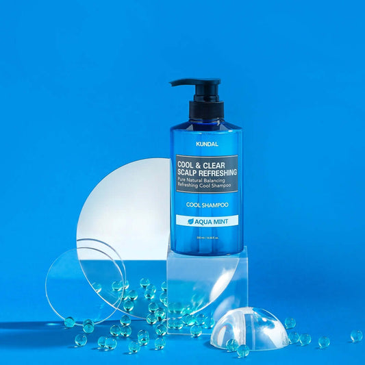 KUNDAL COOL &amp; CLEAR SCALP REFRESHING 纯天然平衡清爽凉感洗发水 500ml #AQUA MINT