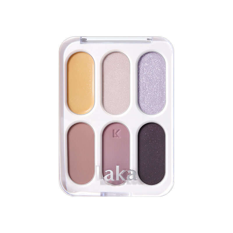 Laka Forever 6 Eye Palette featuring 6 shades in versatile textures for limitless makeup expression.