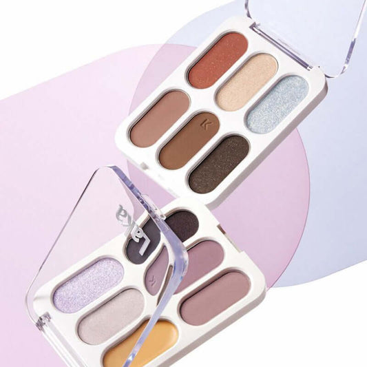 Laka Forever 6 Eye Palette featuring 6 shades and 5 textures for versatile makeup looks.