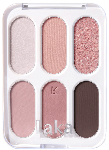Laka Forever 6 Eye Palette featuring 6 shades and 5 textures for versatile makeup looks.