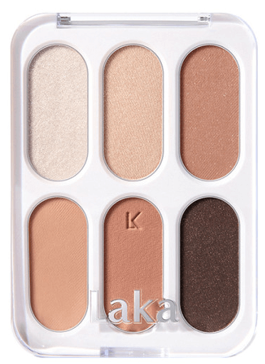 Laka Forever 6 Eye Palette featuring 6 shades and 5 textures for versatile monochromatic makeup.
