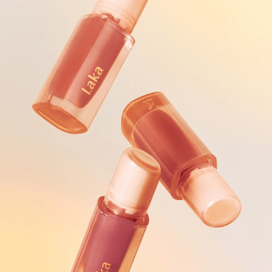 Laka Jelling Nude Gloss in three shades, showcasing the hydrating gel-oil formula for glossy, healthy lips.
